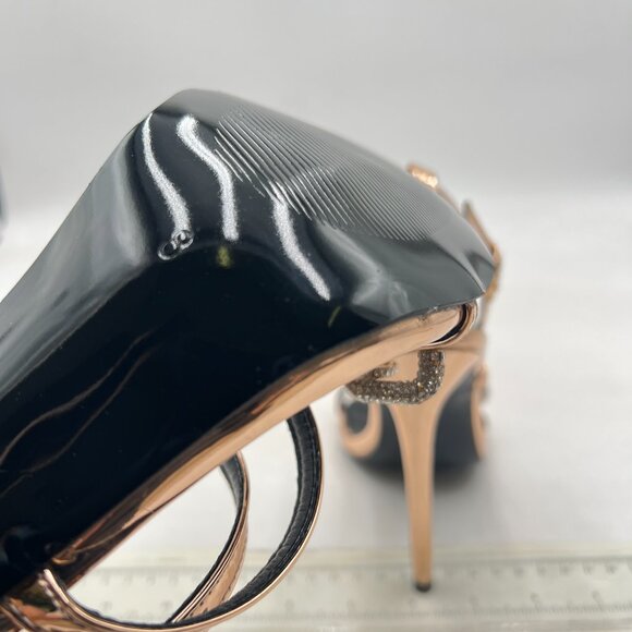 FYS Gold Chain Open Toe Sandals Cross Strap Stiletto High Heels Sexy Party Shoes - Picture 6 of 8